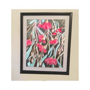 Red FlowerFloralWatercolor Art Print Framed and Matted